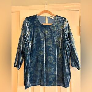 J Jill Printed Velvet in Peacock Blue